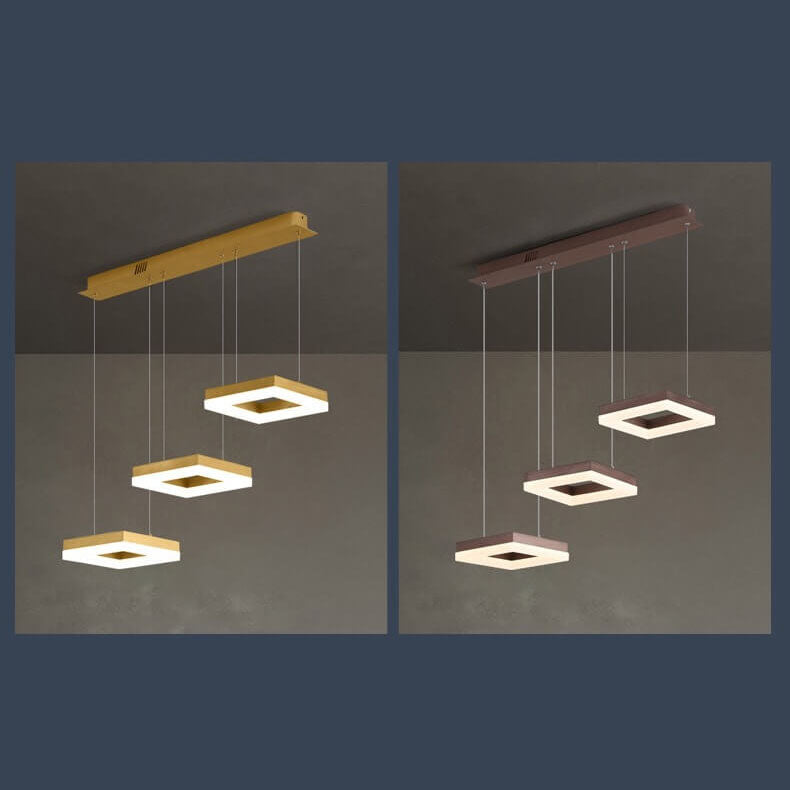 Moderno Lujo Ligero Creativo Redondo Cabeza Cuadrada Hierro LED Isla Luz Candelabro 