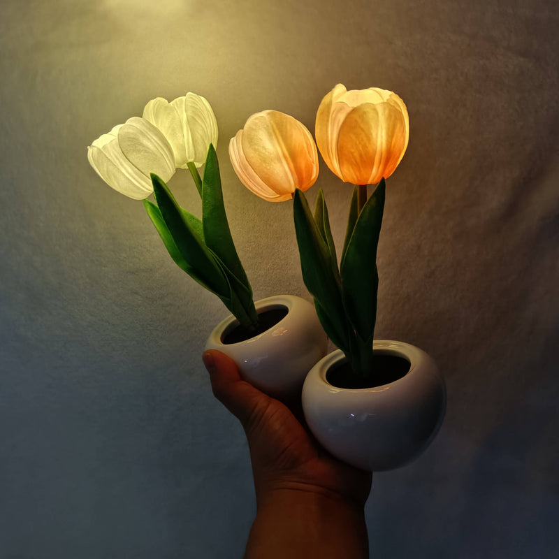 Lámpara de mesa LED de simulación creativa moderna Tulipán Peonía 