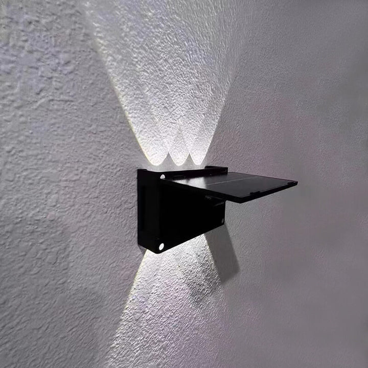 Lumière murale LED de clôture de patio extérieur solaire noir pur moderne 