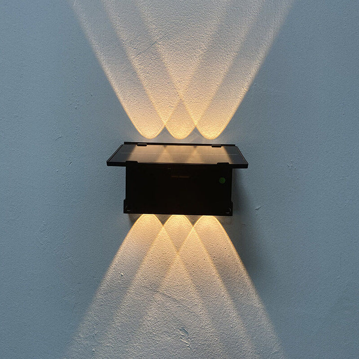 Lumière murale LED de clôture de patio extérieur solaire noir pur moderne 
