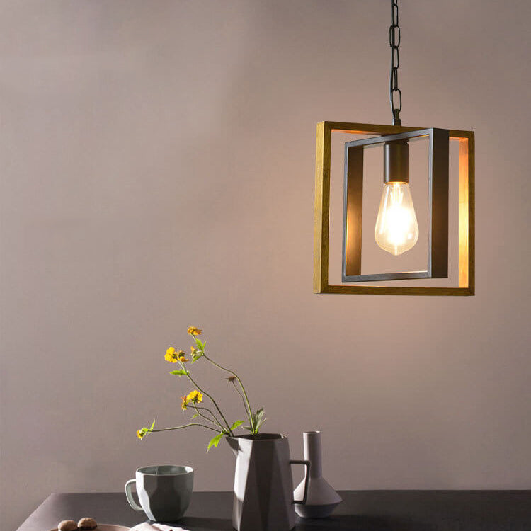 Modern Vintage Industrial Rectangular Twine Iron 1-Light Pendant Light ...