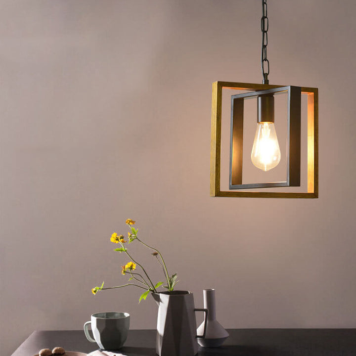 Moderne, industrielle, rechteckige Vintage-Eisen-Pendelleuchte mit 1 Leuchte 