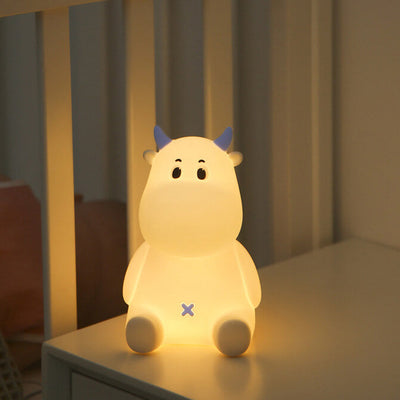 Lampe de table de nuit en silicone USB rechargeable Creative Cute Cow moderne 