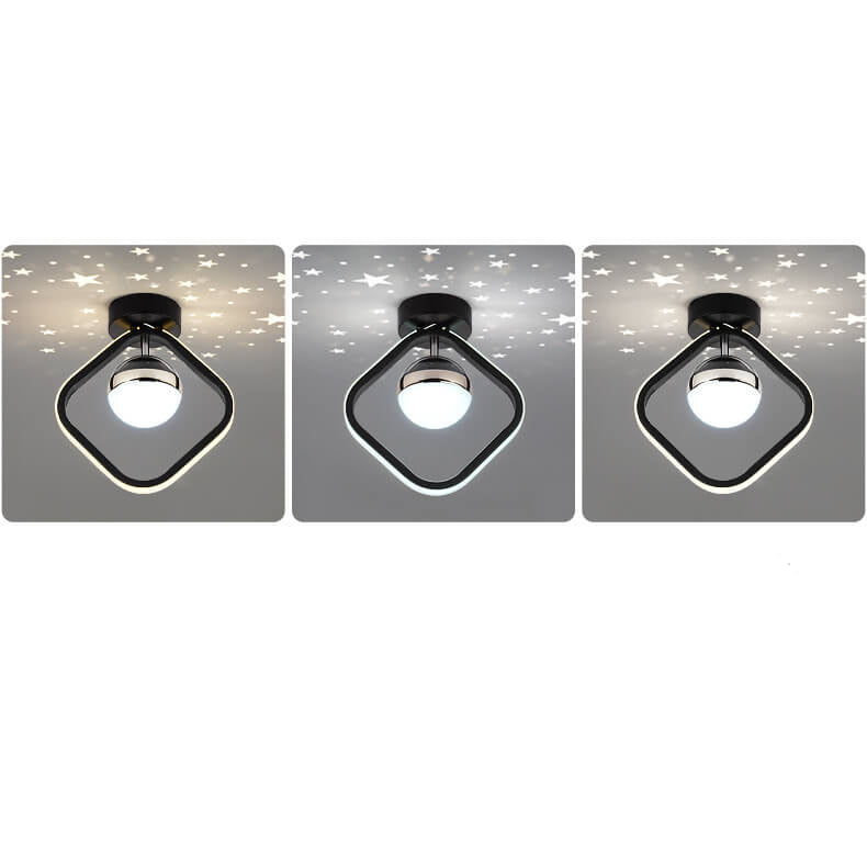 Modern Creative Square Round Acrylic Iron LED Semi-Flush Mount Light