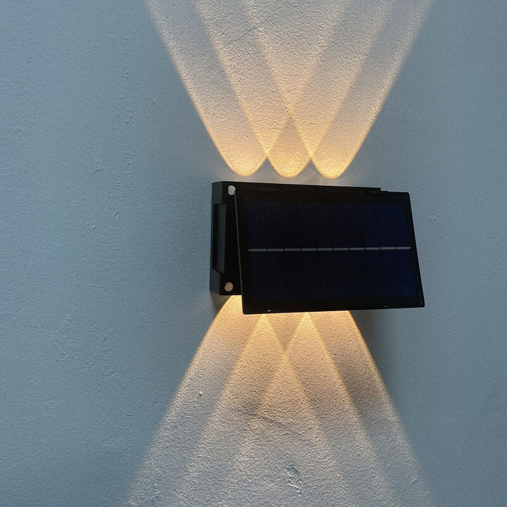 Lumière murale LED de clôture de patio extérieur solaire noir pur moderne 