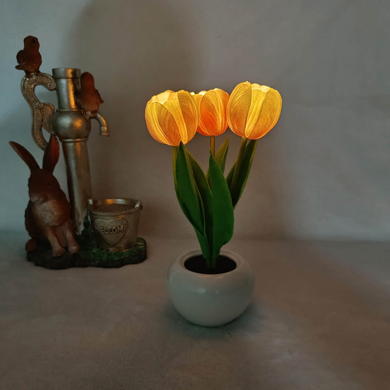 Lámpara de mesa LED de simulación creativa moderna Tulipán Peonía 