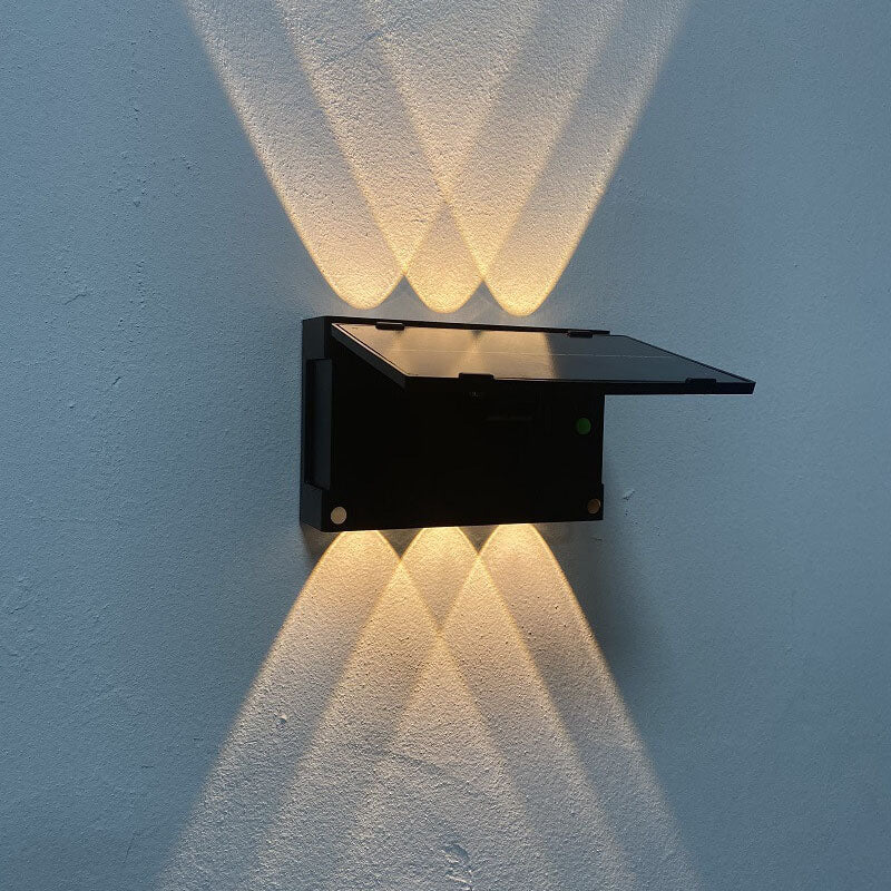 Lumière murale LED de clôture de patio extérieur solaire noir pur moderne 