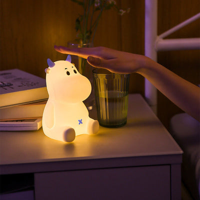 Lampe de table de nuit en silicone USB rechargeable Creative Cute Cow moderne 