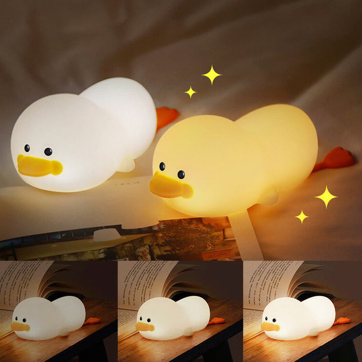 Moderne kreative süße Ente Silikon USB wiederaufladbare LED Pat Nachtlicht Tischlampe 