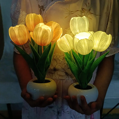 Moderne kreative Simulation Tulpe Pfingstrose LED Nachtlicht Tischlampe