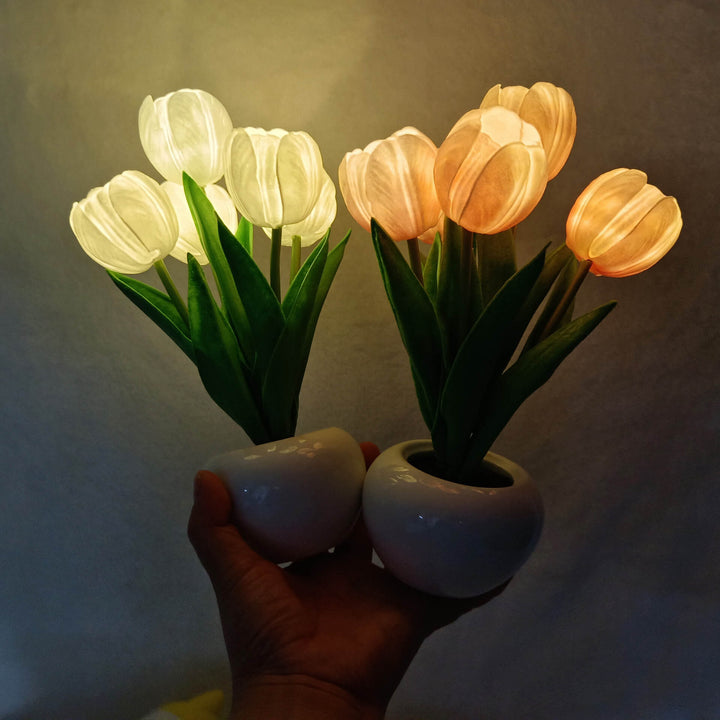 Modern Creative Simulation Tulip Peony LED Night Light Table Lamp