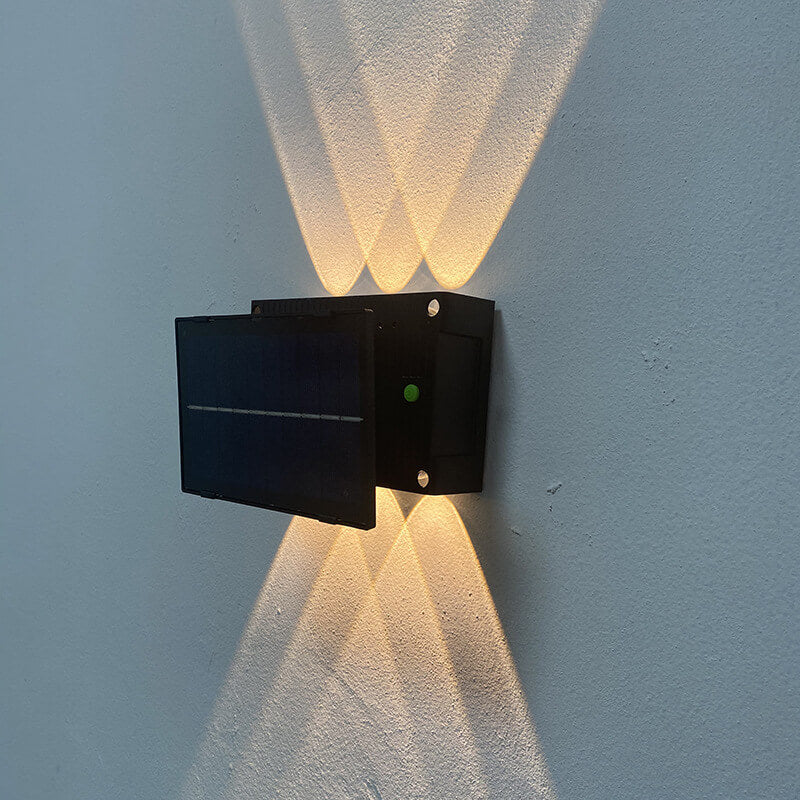 Lumière murale LED de clôture de patio extérieur solaire noir pur moderne 