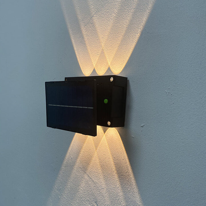 Lumière murale LED de clôture de patio extérieur solaire noir pur moderne 