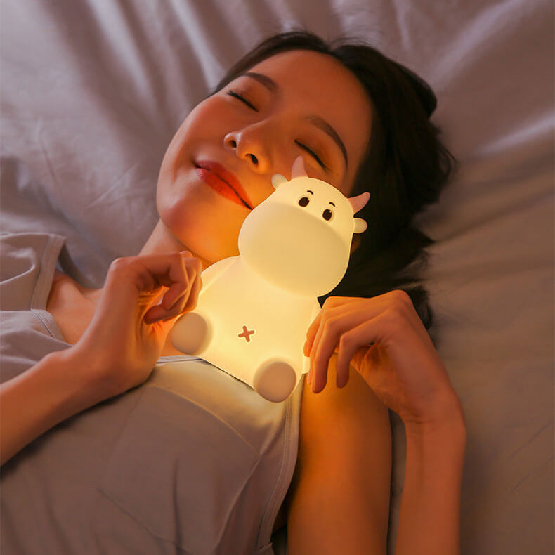 Lampe de table de nuit en silicone USB rechargeable Creative Cute Cow moderne 