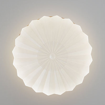 Japanese Minimalist Round Wood Acrylic LED Flush Mount Lighting