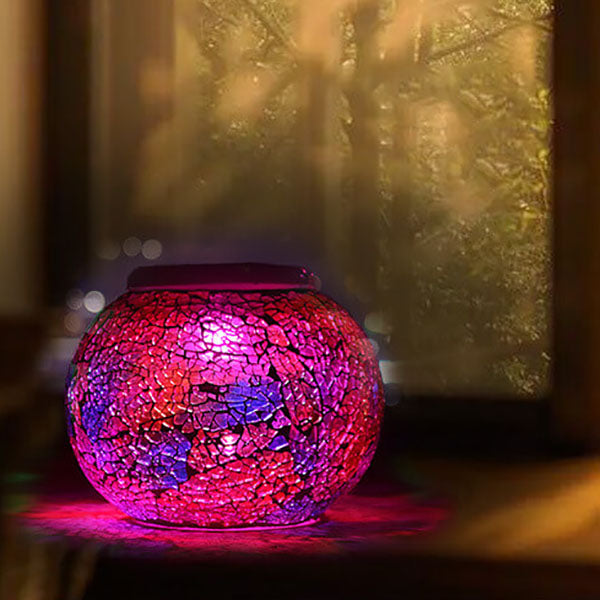 ضوء حديقة خارجي يعمل بالطاقة الشمسية بتصميم زجاج ملون حديث وخلاق 