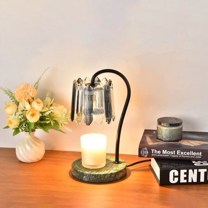 Vintage Glass Cone Suzutan Marble 1-Light Melting Wax Table Lamp