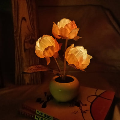 Lámpara de mesa LED de simulación creativa moderna Tulipán Peonía 