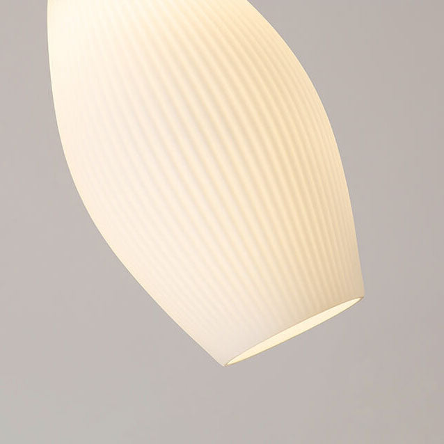 Minimalist Wood Stripes Glass Oval Jar 3-Light Island Light Chandelier