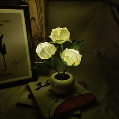 Lámpara de mesa LED de simulación creativa moderna Tulipán Peonía 