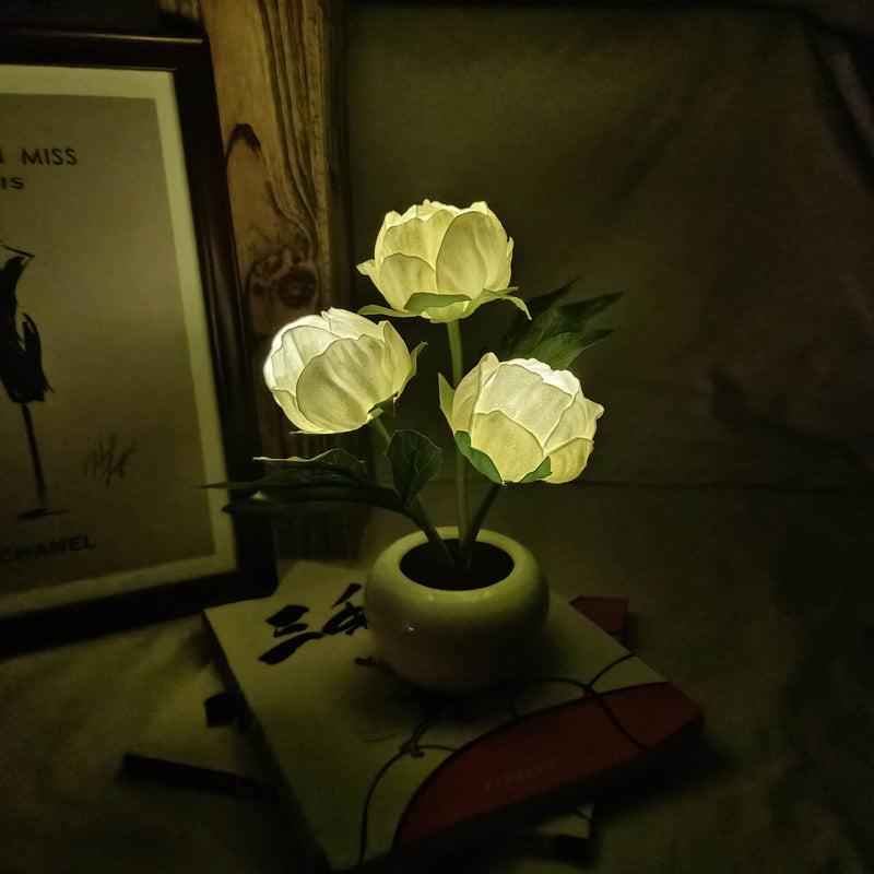 Lámpara de mesa LED de simulación creativa moderna Tulipán Peonía 