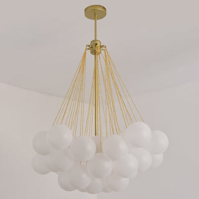 Nordic Minimalist Solid Color Round Ball Hardware Glass 3-Light Chandelier