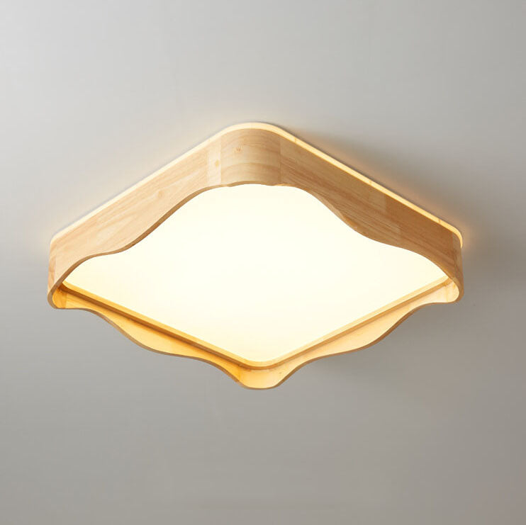 إضاءة LED مثبتة على السقف من الخشب المطاطي الأكريليكي بتصميم مستطيل حديث وموجة بسيطة 