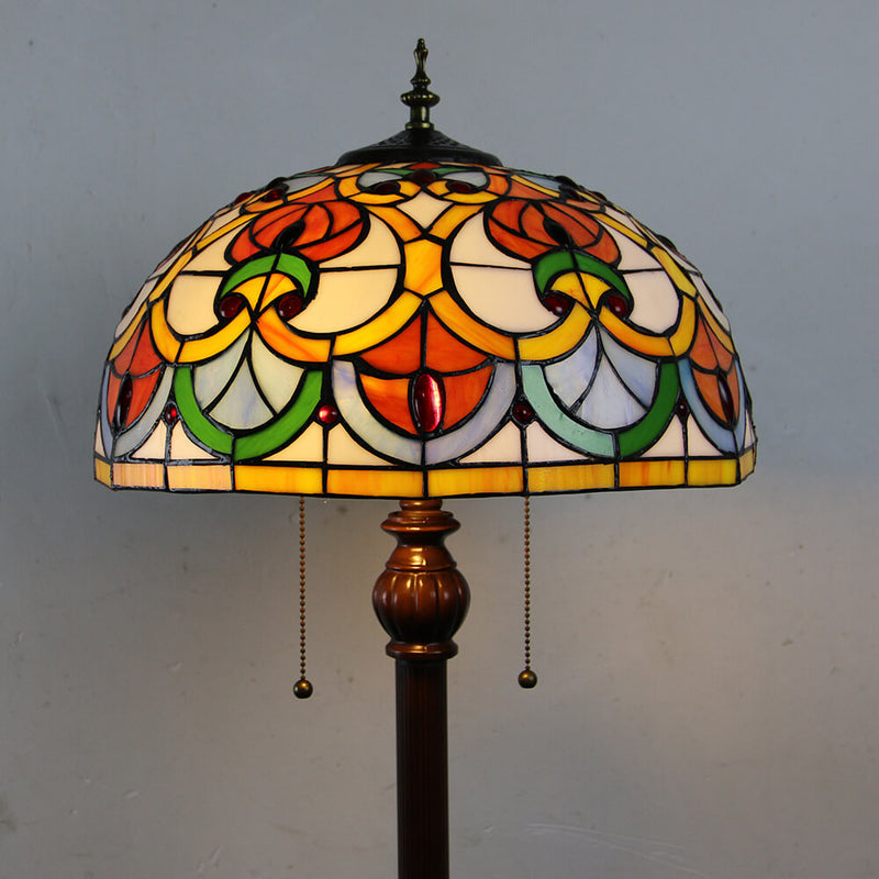 Europäische Vintage Tiffany Farbe Harzglas Stehlampe mit 2 Leuchten 