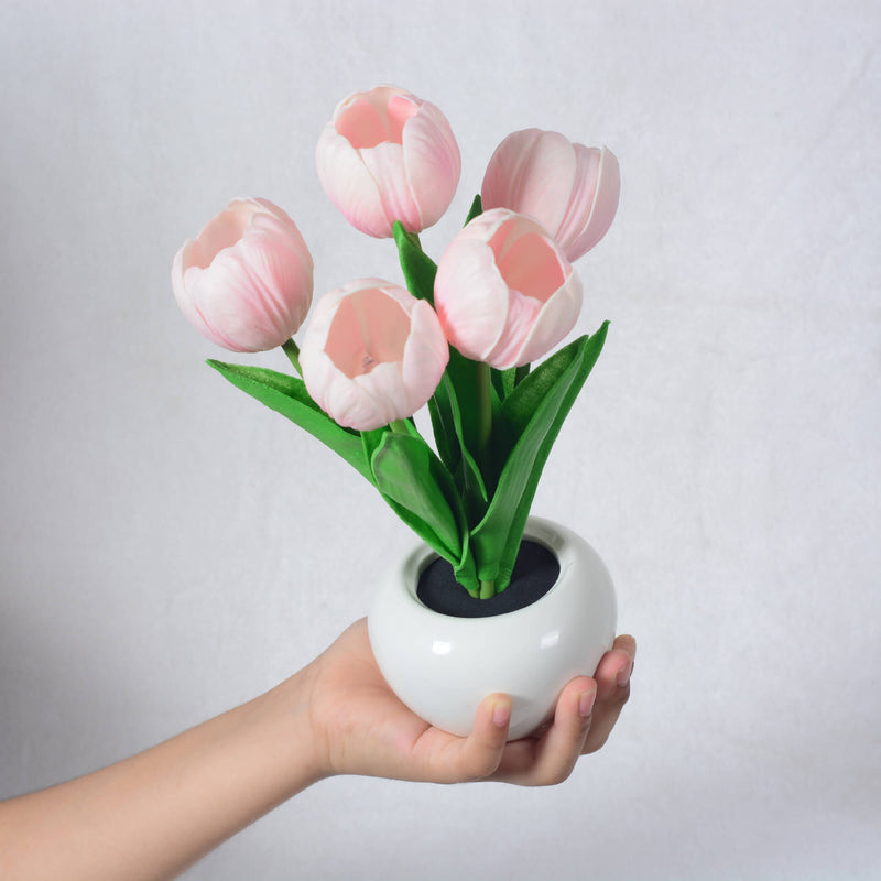 Lámpara de mesa LED de simulación creativa moderna Tulipán Peonía 