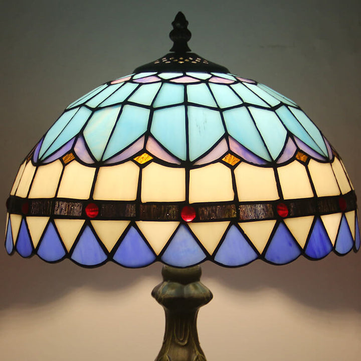 European Vintage Tiffany Resin Alloy Glass 1-Light Table Lamp