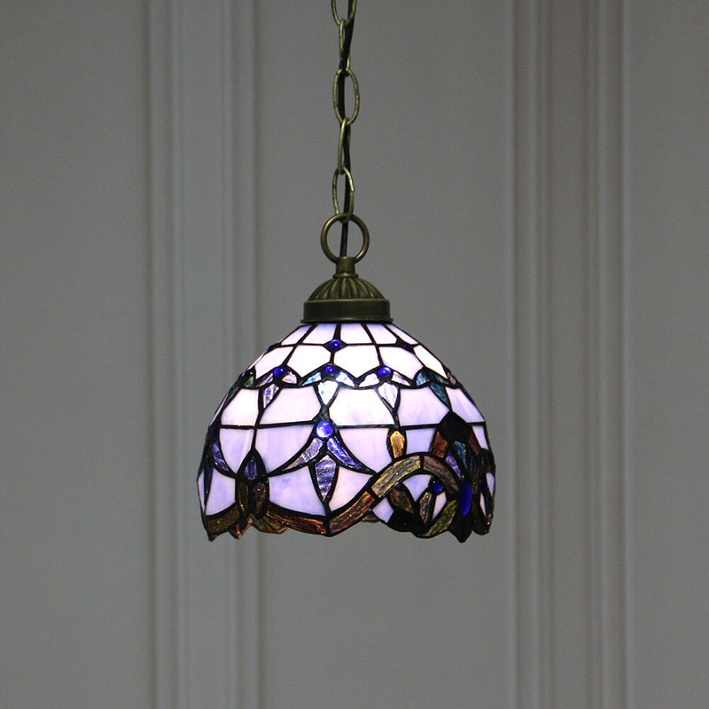 Europäische Tiffany Purple Baroque Dome 1-Light Pendelleuchte