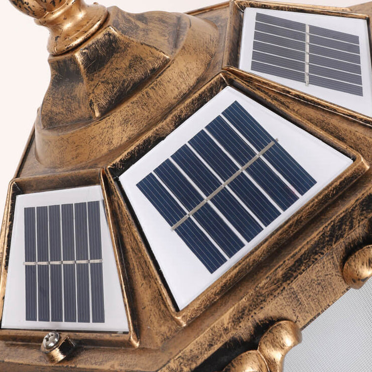 Lumière de colonne de paysage de jardin extérieur solaire étanche en verre et aluminium moulé sous pression rétro européen 
