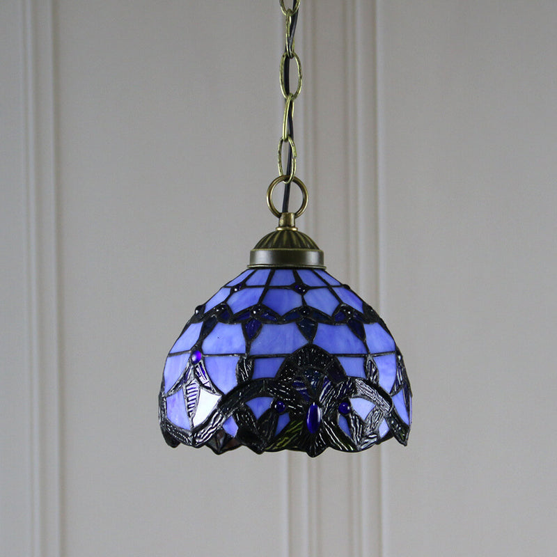 Europäische Tiffany Purple Baroque Dome 1-Light Pendelleuchte