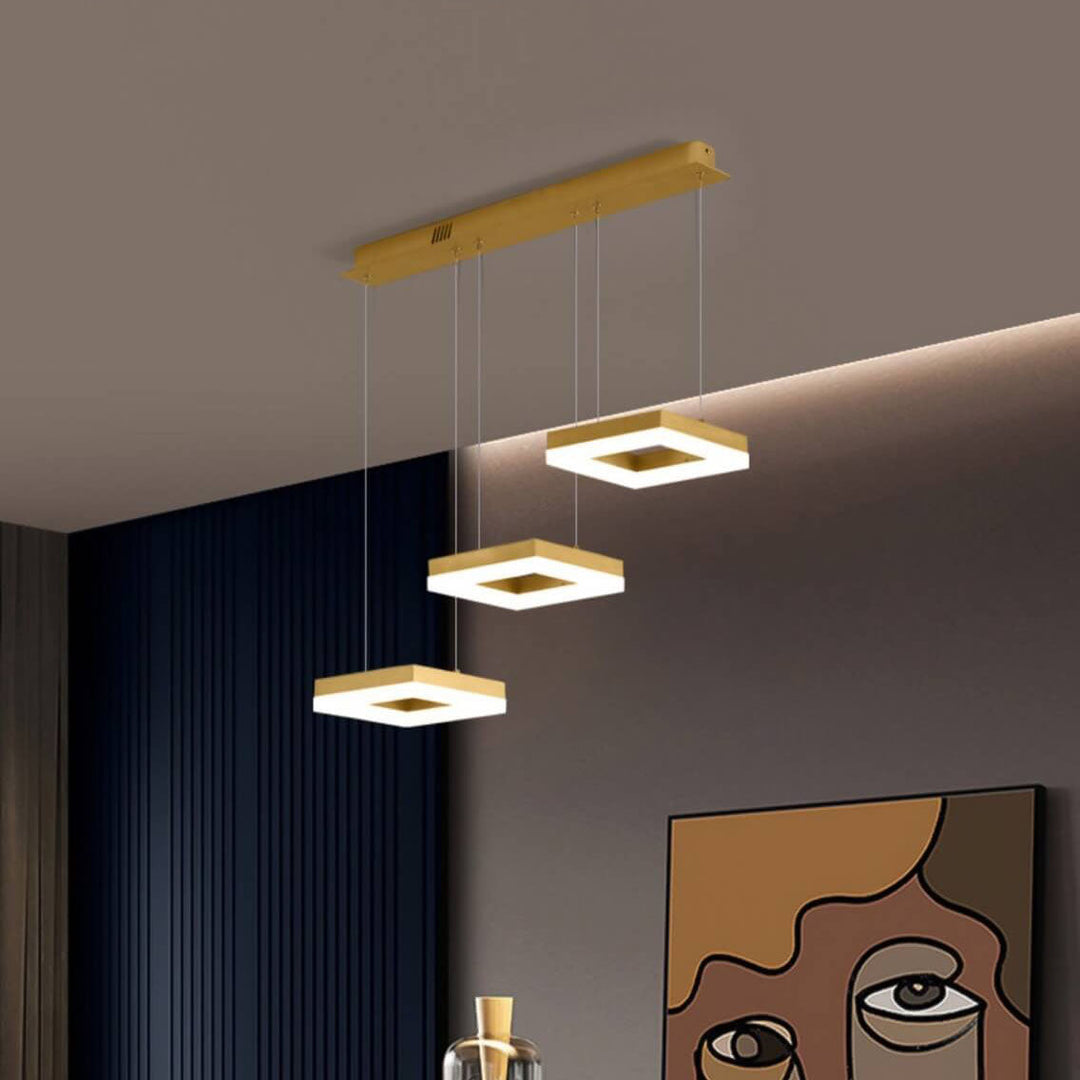 Moderno Lujo Ligero Creativo Redondo Cabeza Cuadrada Hierro LED Isla Luz Candelabro 