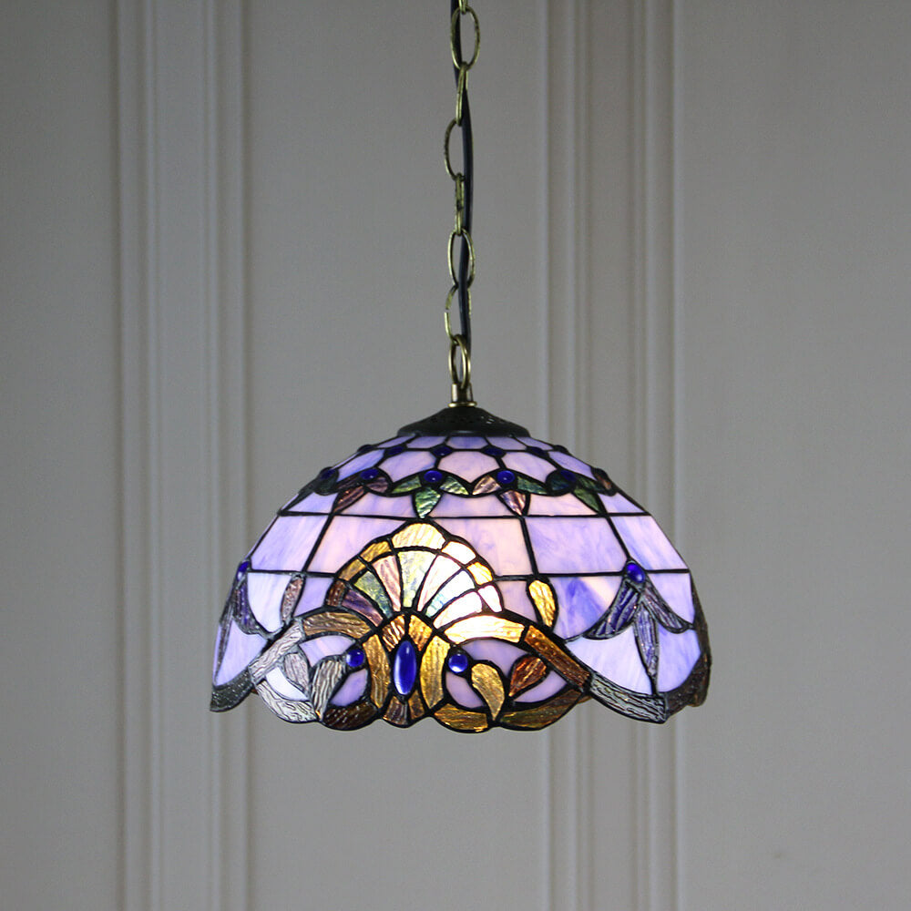 Europäische Tiffany Purple Baroque Dome 1-Light Pendelleuchte