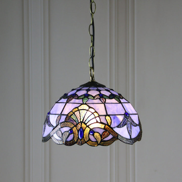 Europäische Tiffany Purple Baroque Dome 1-Light Pendelleuchte