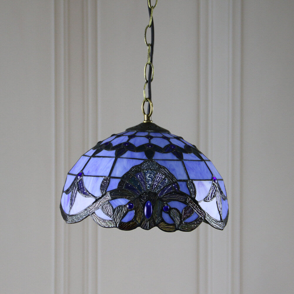 Europäische Tiffany Purple Baroque Dome 1-Light Pendelleuchte