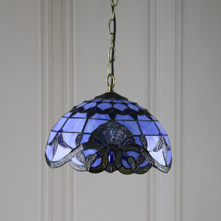 Europäische Tiffany Purple Baroque Dome 1-Light Pendelleuchte