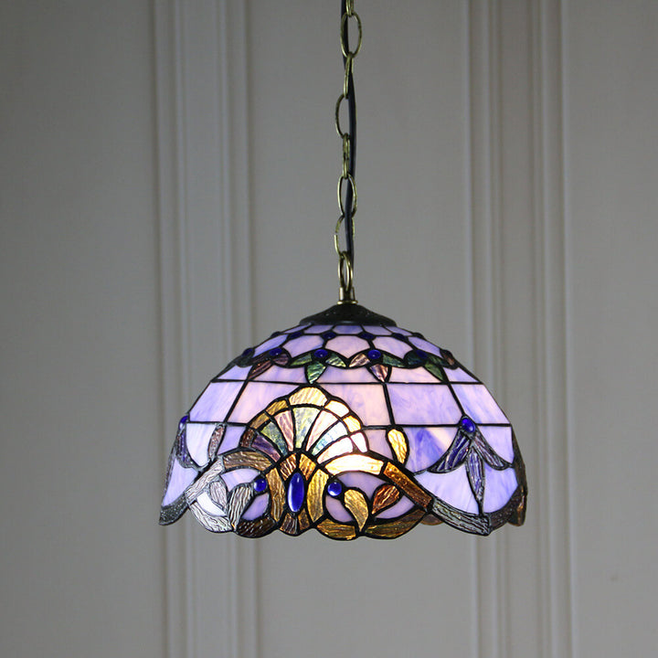 Europäische Tiffany Purple Baroque Dome 1-Light Pendelleuchte