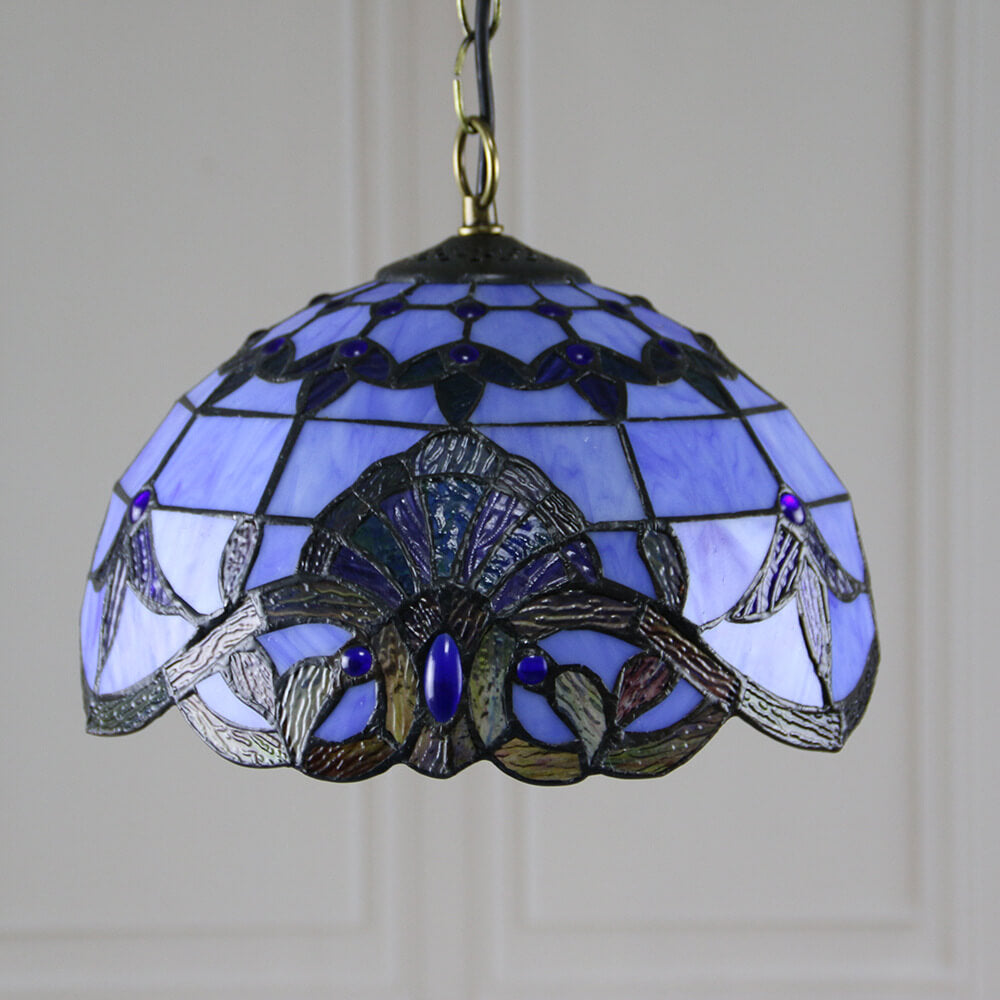 Europäische Tiffany Purple Baroque Dome 1-Light Pendelleuchte