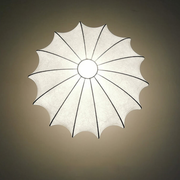 Nordic Minimalist White Beige Round Faux Silk 1/3/5-Light Flush Mount Light