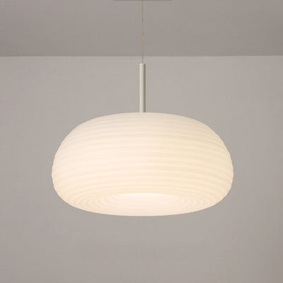 Modern Minimalist Pure White Round Iron PE LED Pendant Light