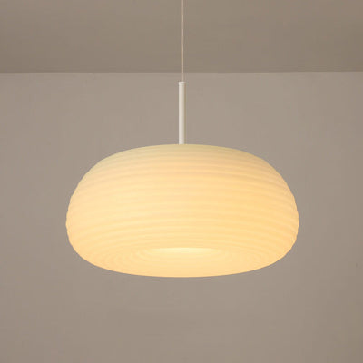 Modern Minimalist Pure White Round Iron PE LED Pendant Light