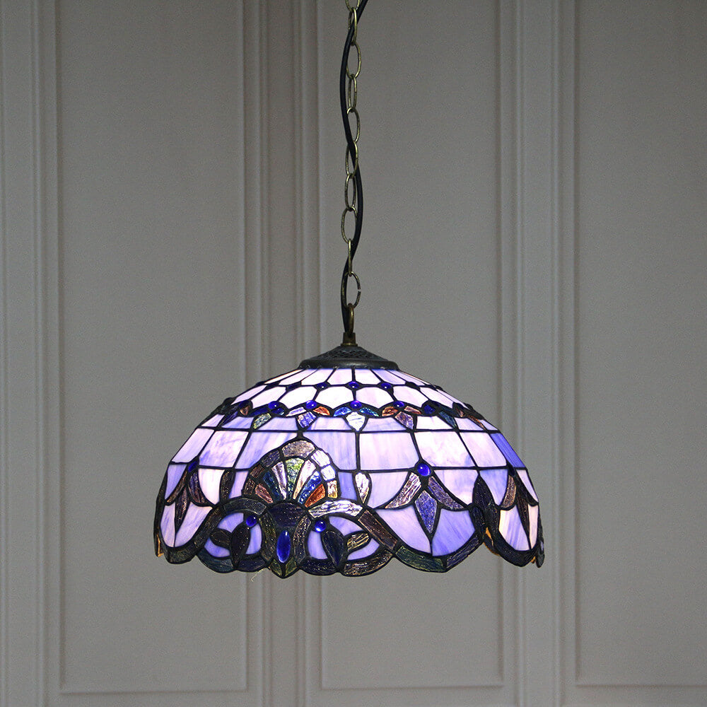 Europäische Tiffany Purple Baroque Dome 1-Light Pendelleuchte