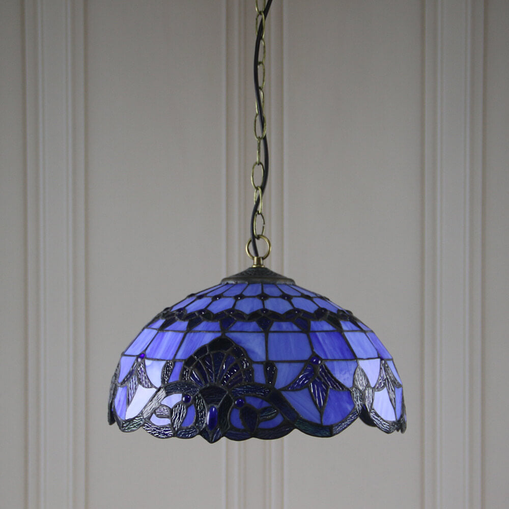 Europäische Tiffany Purple Baroque Dome 1-Light Pendelleuchte