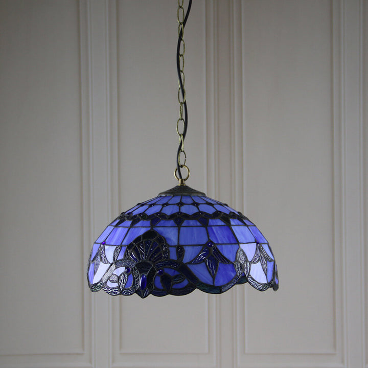 Europäische Tiffany Purple Baroque Dome 1-Light Pendelleuchte