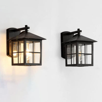 European Vintage Minimalist Rectangular Outdoor Indoor Waterproof 1-Light Wall Sconce Lamp