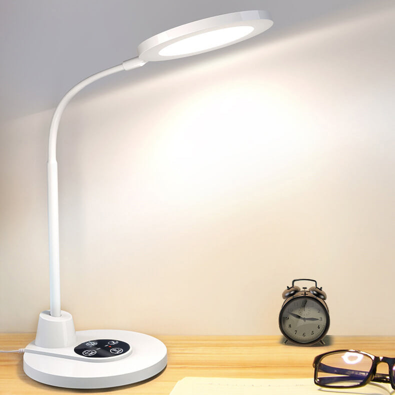 Lampe de table LED de protection des yeux en plastique blanc pur moderne 