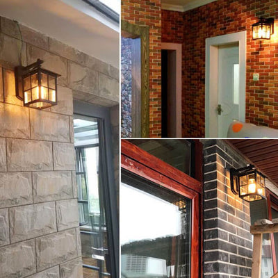 European Vintage Minimalist Rectangular Outdoor Indoor Waterproof 1-Light Wall Sconce Lamp