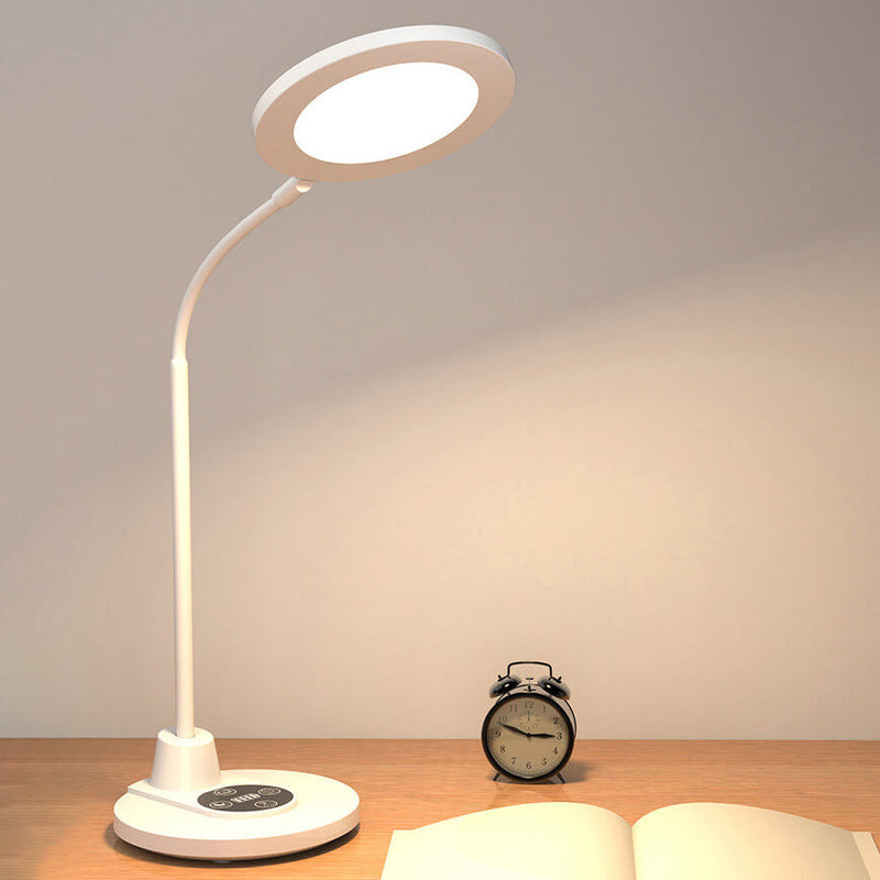 Lampe de table LED de protection des yeux en plastique blanc pur moderne 
